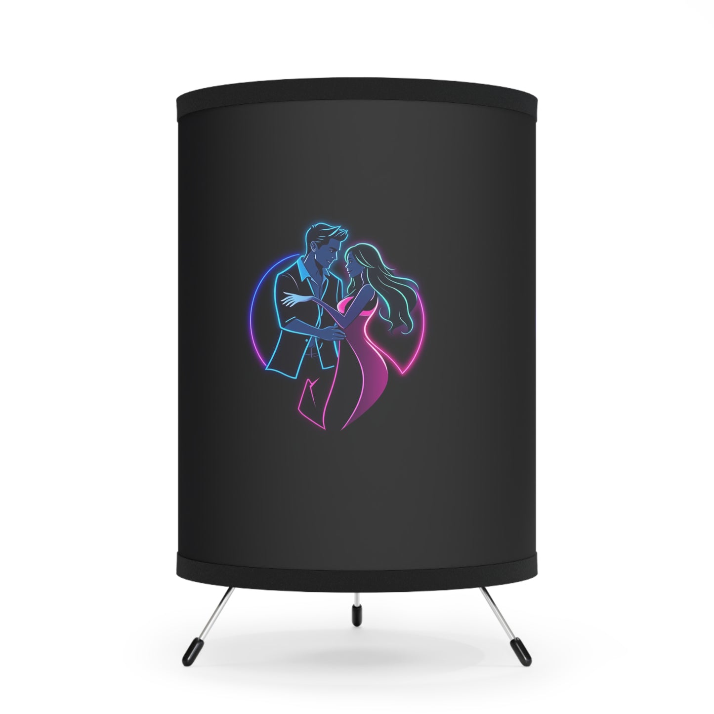 Romantic Tripod Lamp with Neon Couple Design