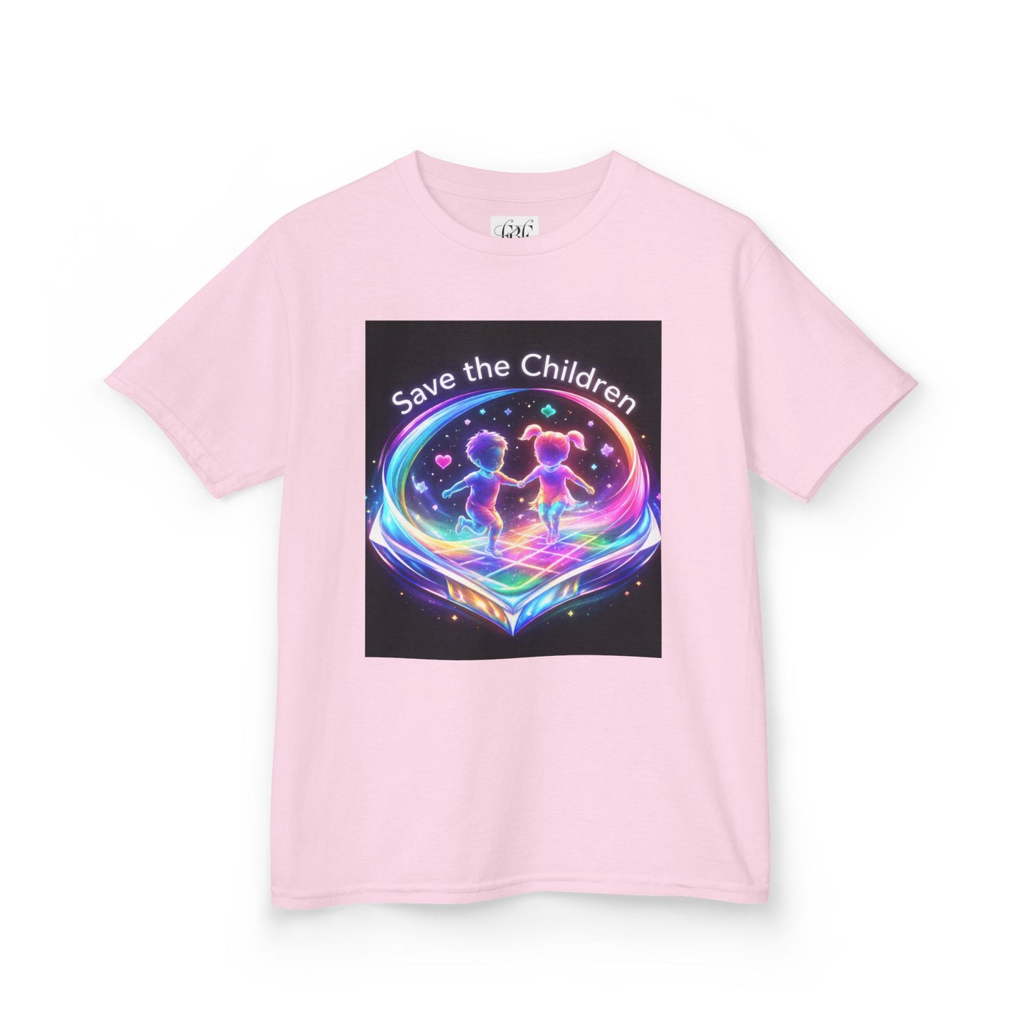 Kids Tee — 'Save the Children' Neon Rainbow Charity Design