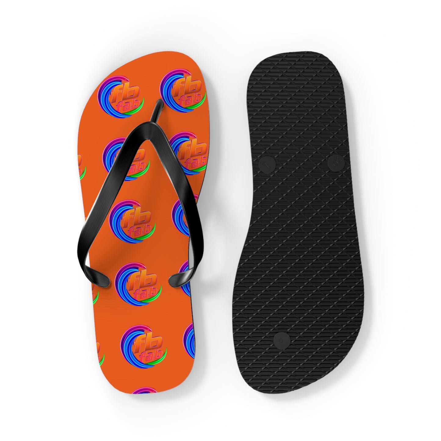 Tropical Abstract Flip Flops — Bright Orange Sunset Beach Sandals