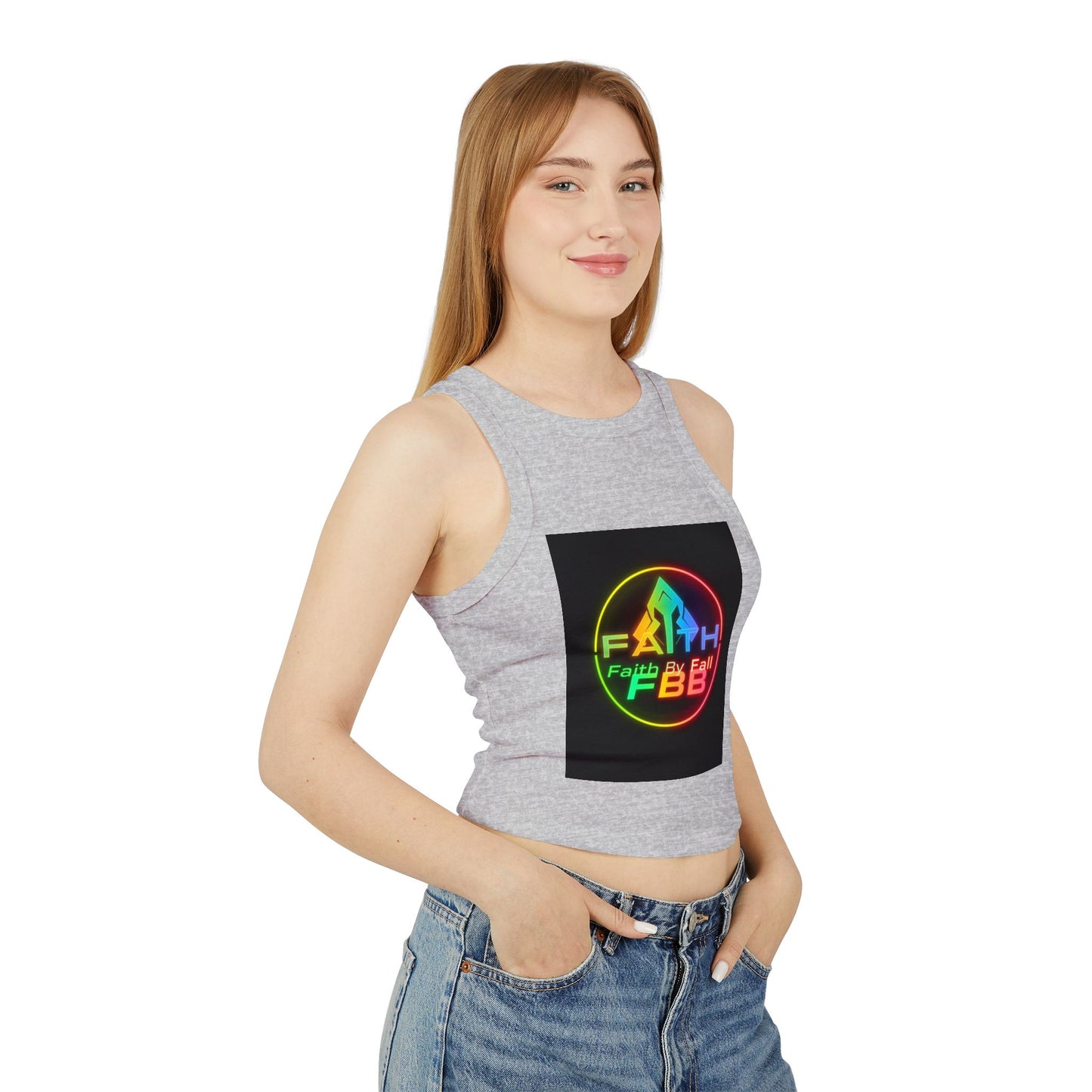 Faith by Fall Racer Tank Top - Stylish Summer Crop Top, Casual Wear, Inspirational Gift, Festival Outfit, Workout Top