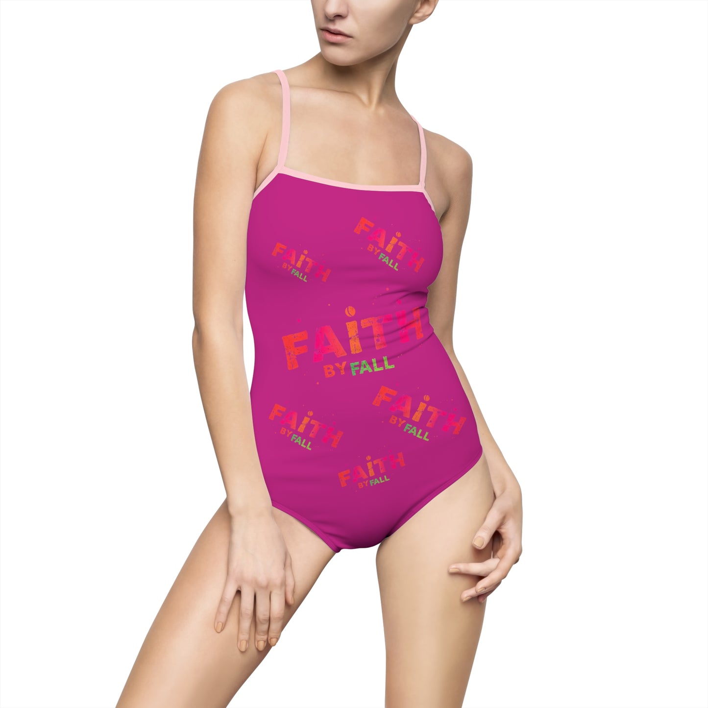 Chic Women's One-Piece Swimsuit - 'Faith' Design for Stylish Beach Days
