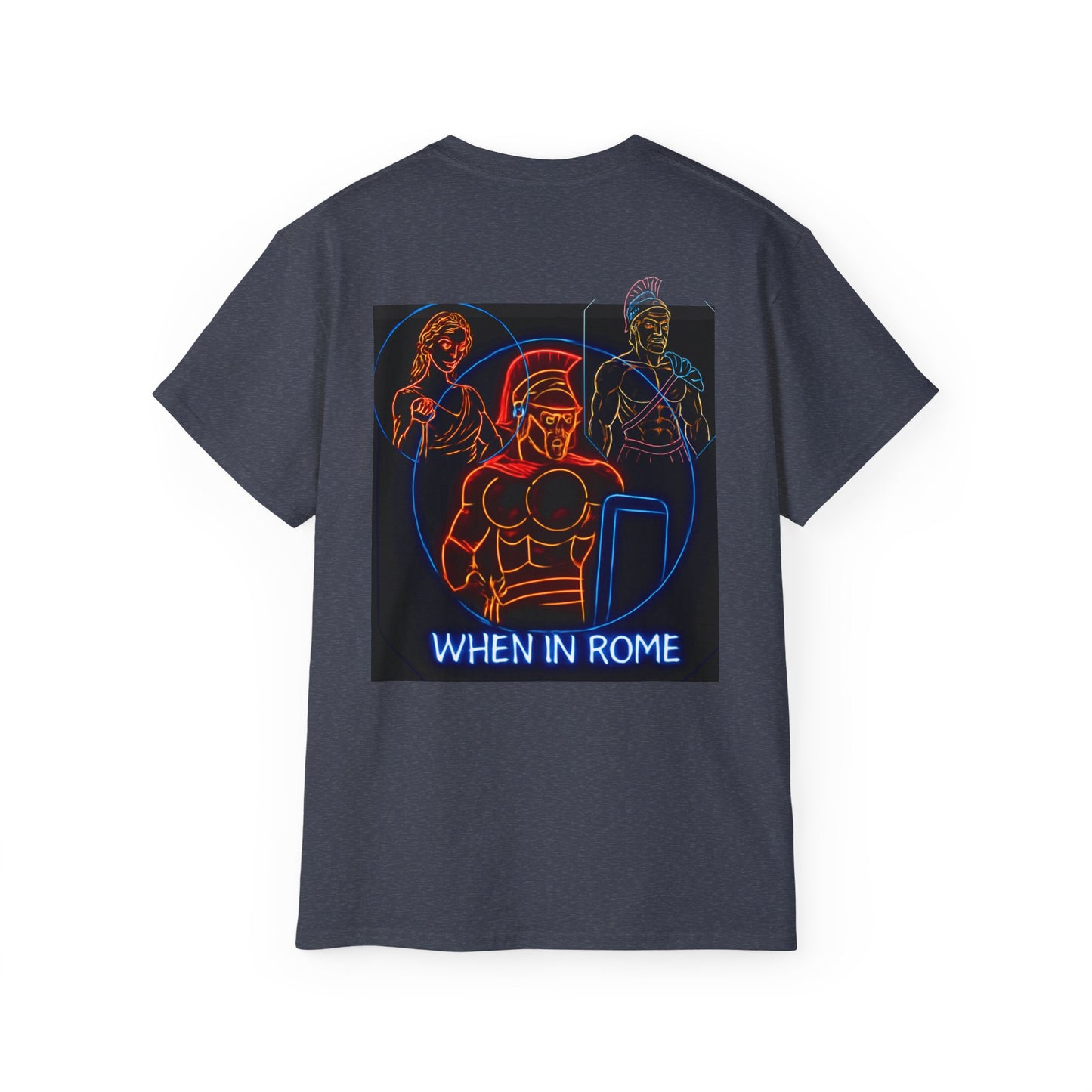 When in Rome Neon Graphic Tee - Roman Gladiator & Colosseum Vintage Style