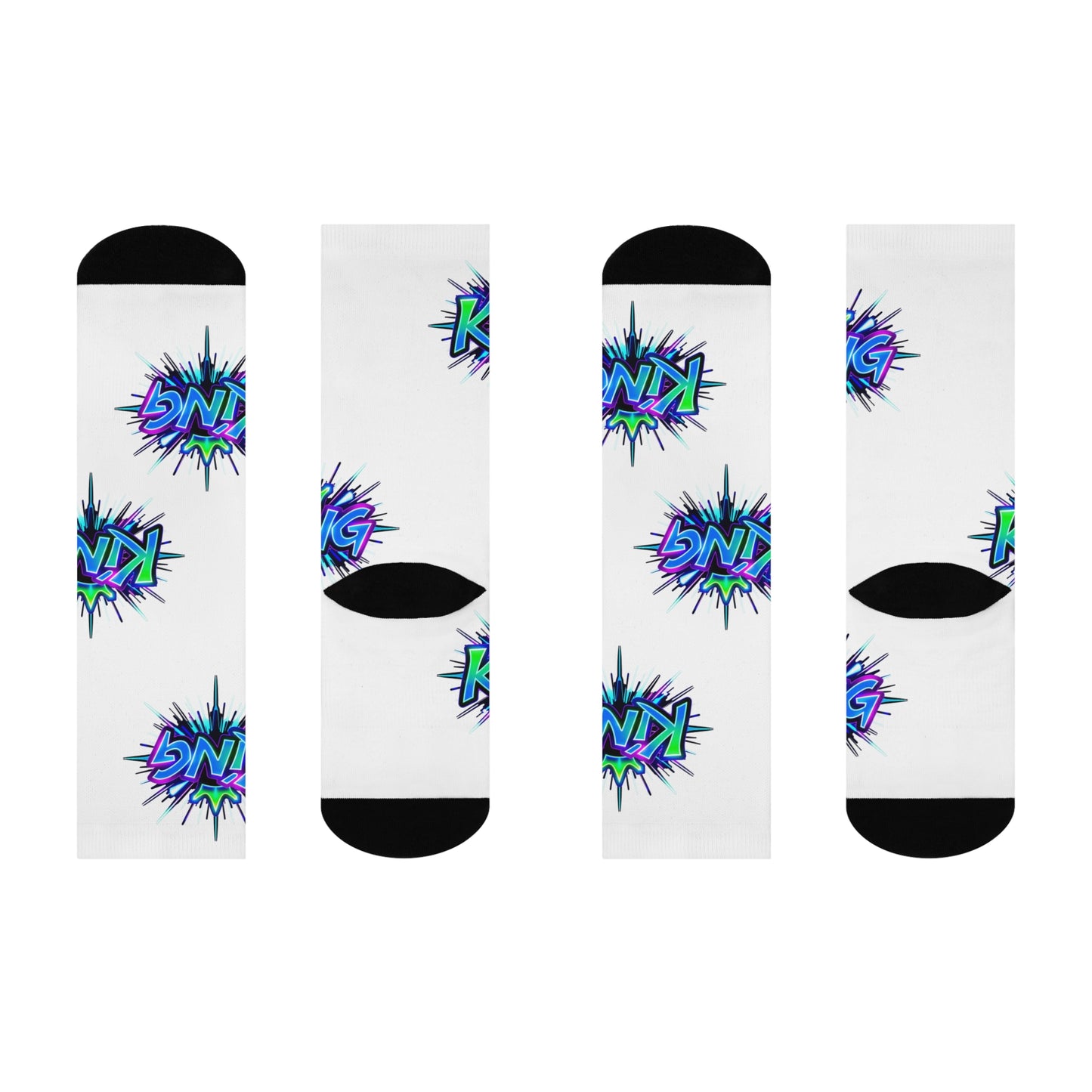 Cushioned Crew Socks - Trendy Graphic Socks, Gift for Him, Fashion Statement, Everyday Comfort, King Design
