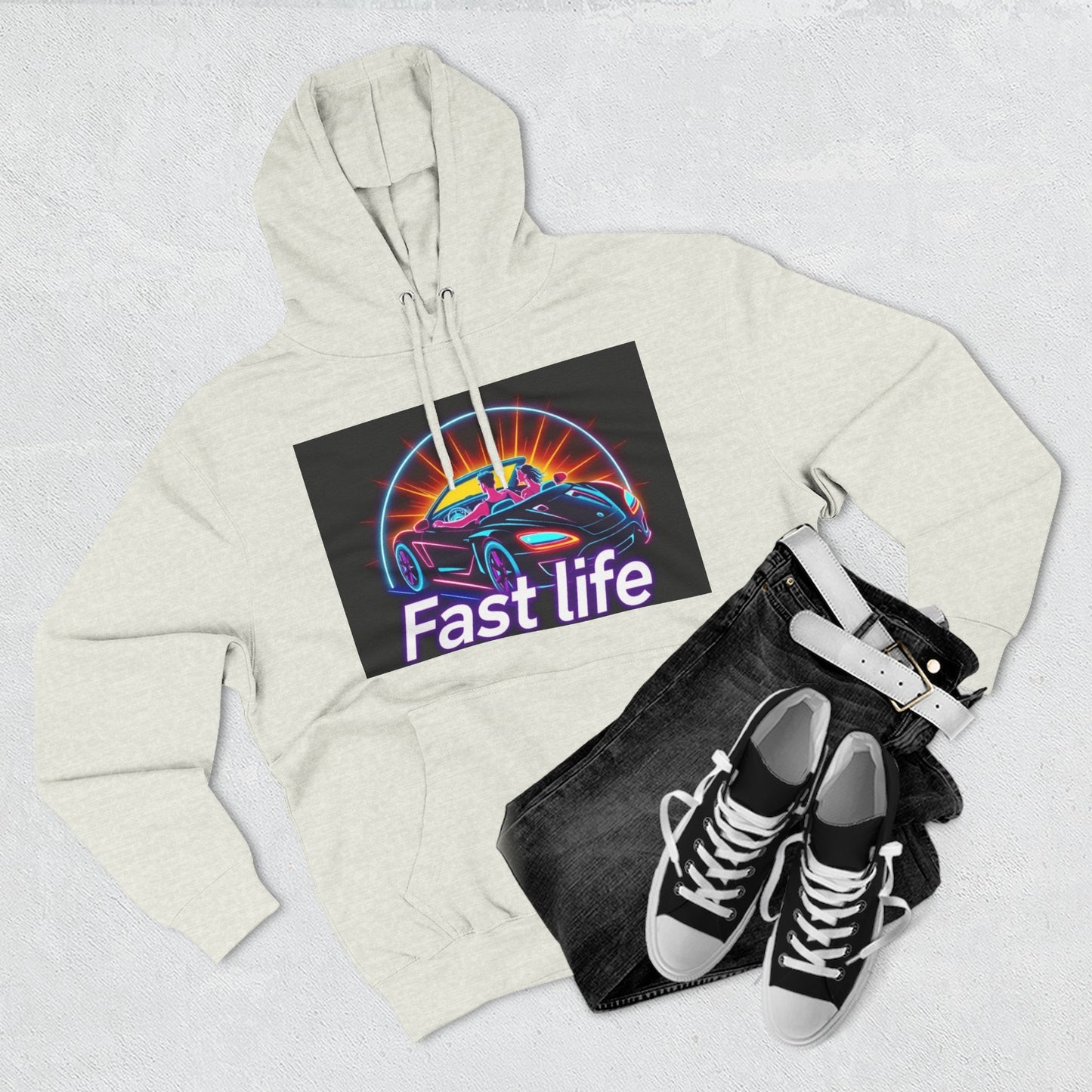 Fast Life Fleece Hoodie for Car Enthusiasts