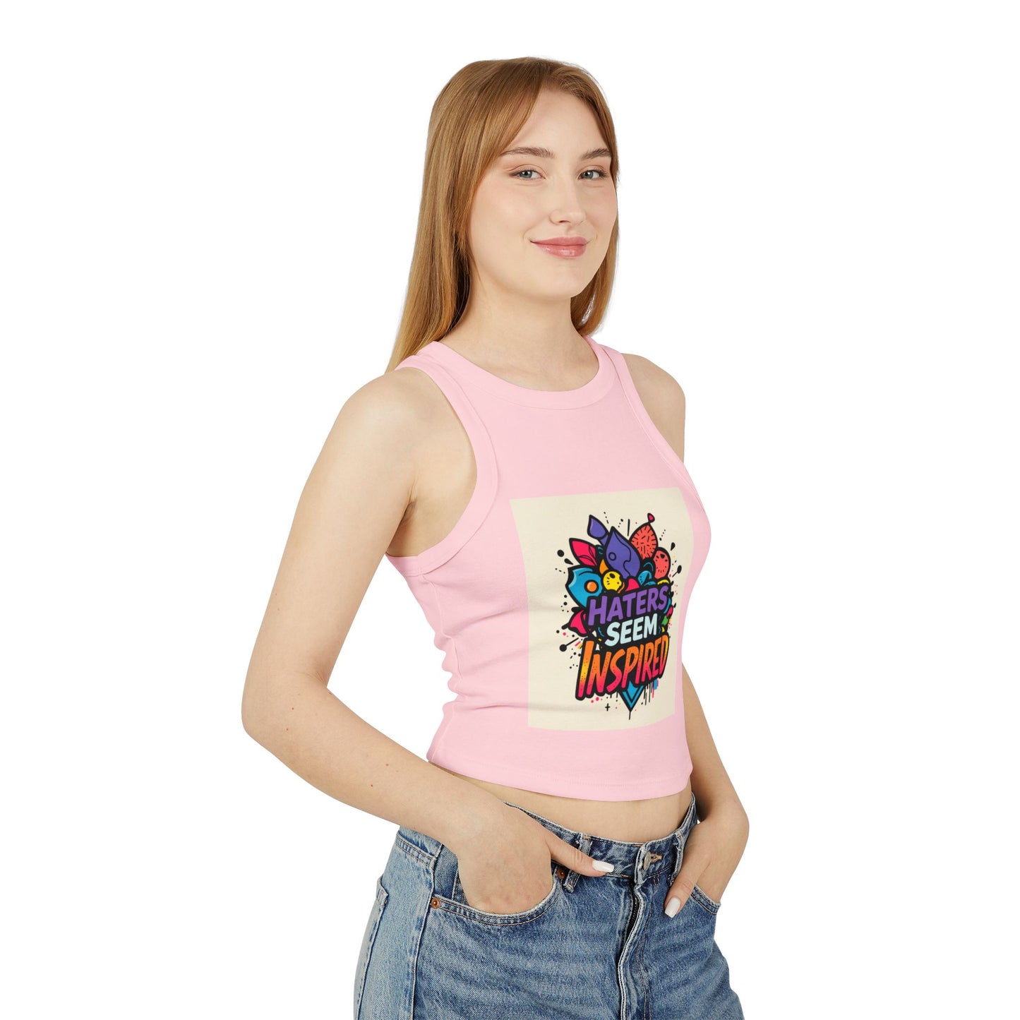 Inspirational Women's Micro Rib Racer Tank Top, Trendy Crop Top, Summer Style, Motivational Apparel, Gift for Her, Workout Gear