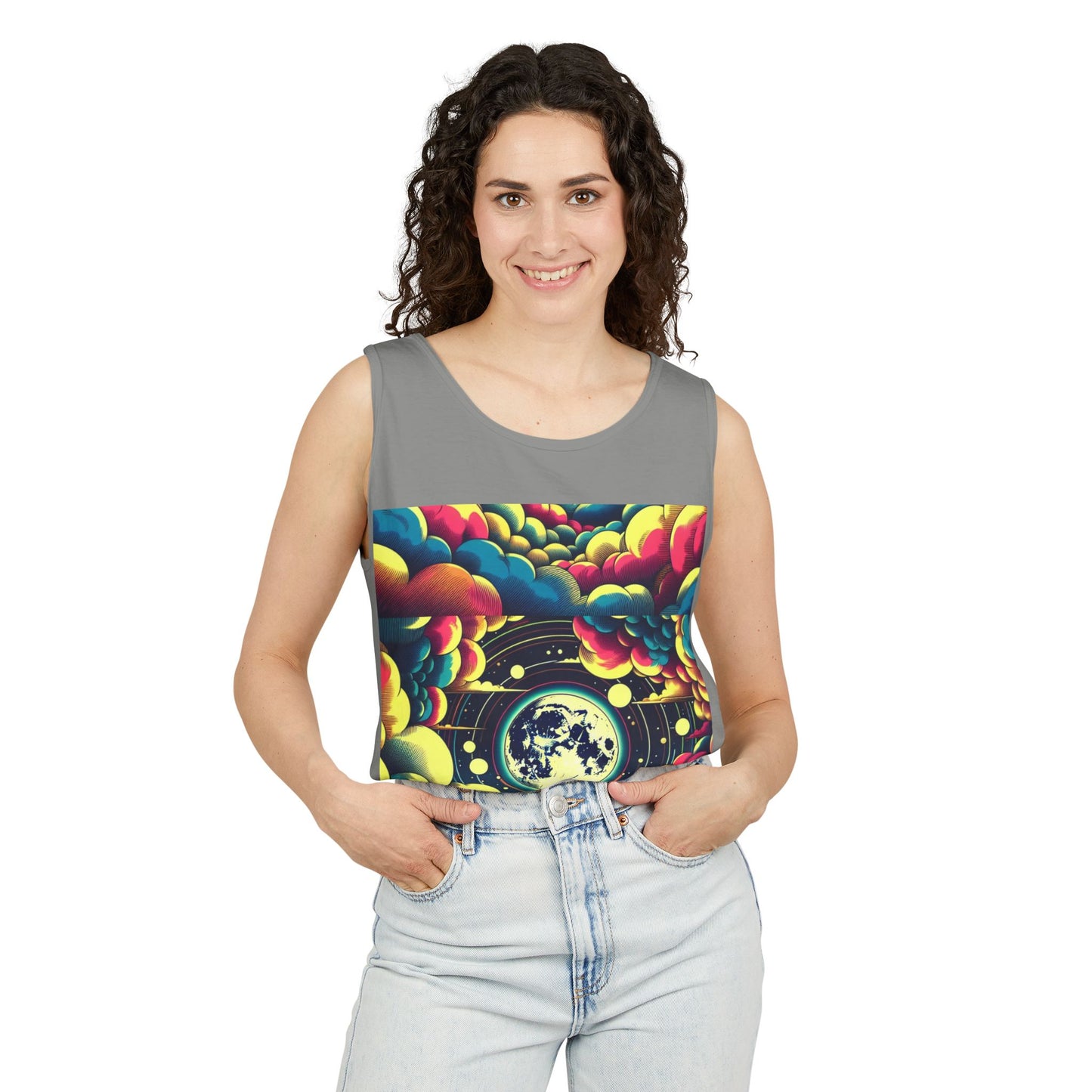 Vibrant Art Tank Top, Colorful Summer Tee, Graphic Beachwear, Boho Casual Top, Unique Gift for Art Lovers, Festival Attire