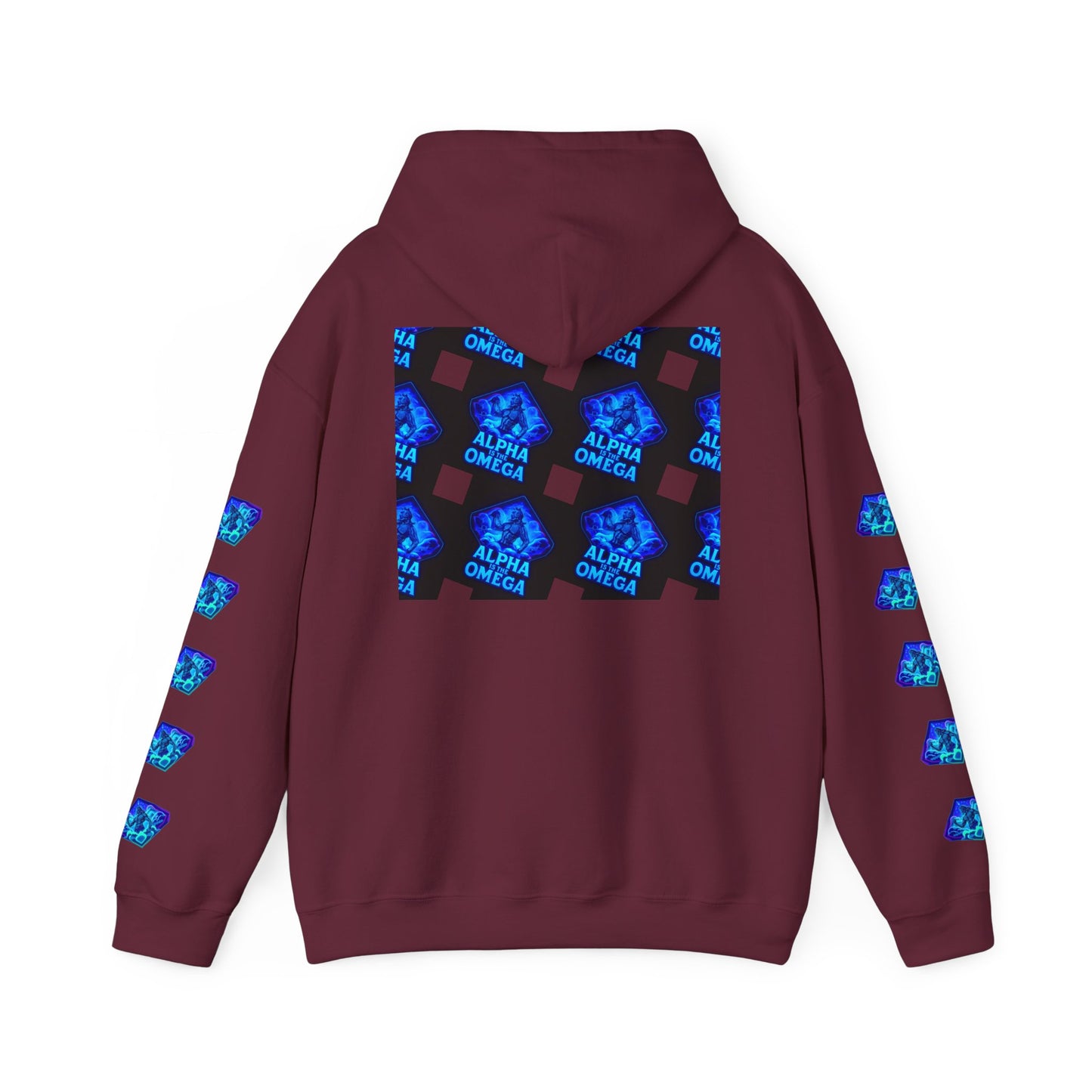 Alpha is the Omega Graphic Hoodie — Blue Retro Logo Pullover