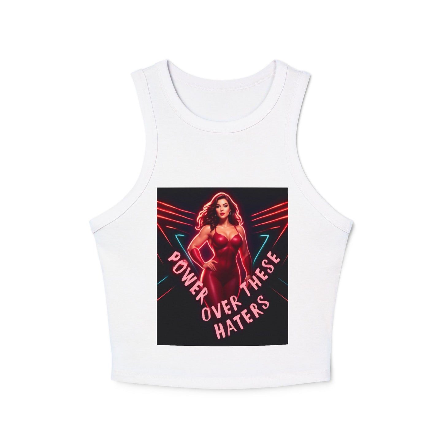 Power Over These Haters Racer Tank Top — FBF Neon Graphic Crop