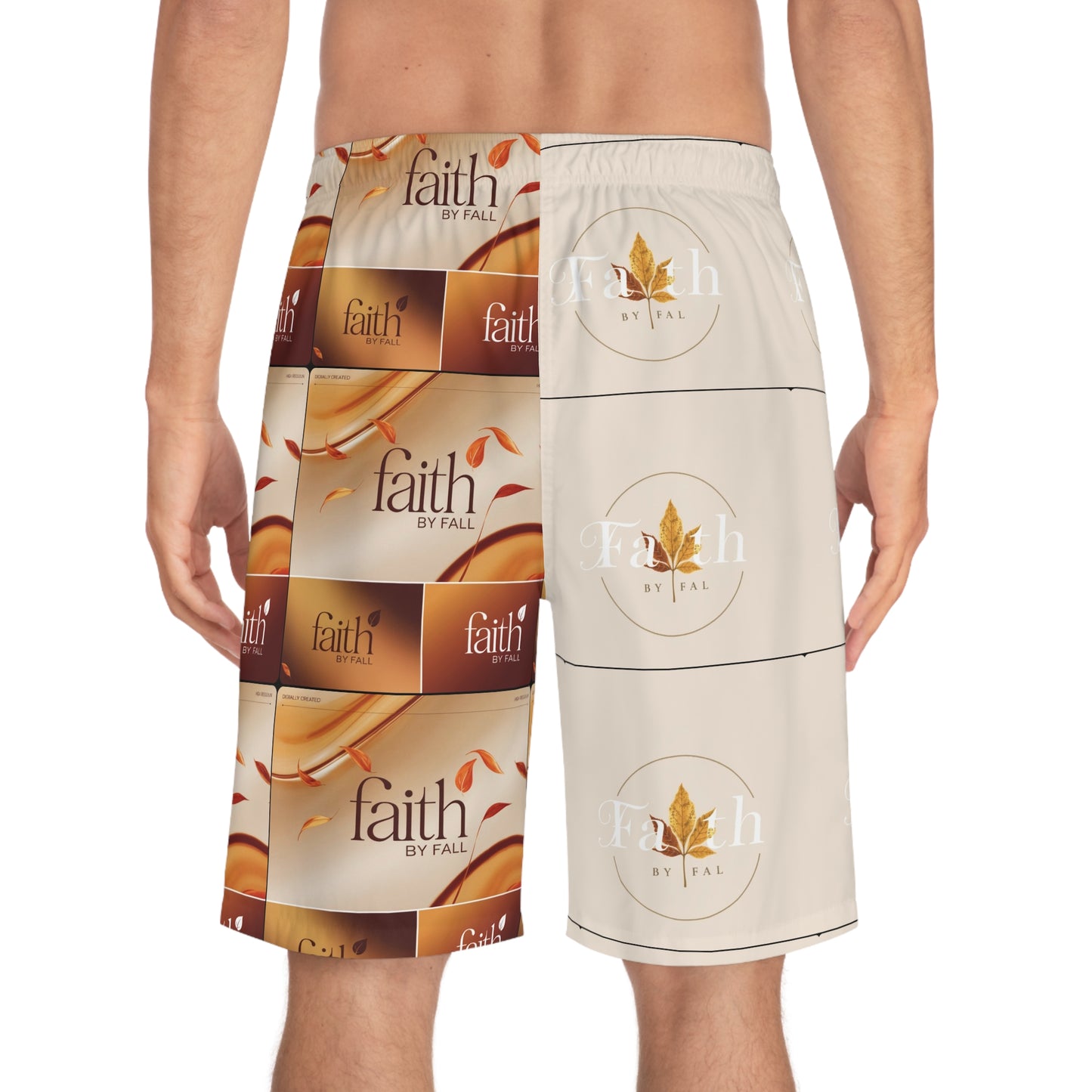 Faith by Fall Men's Board Shorts - Relaxed Beachwear, Summer Style, Gift for Him, Spiritual Vibe, Swimwear, Casual Comfort