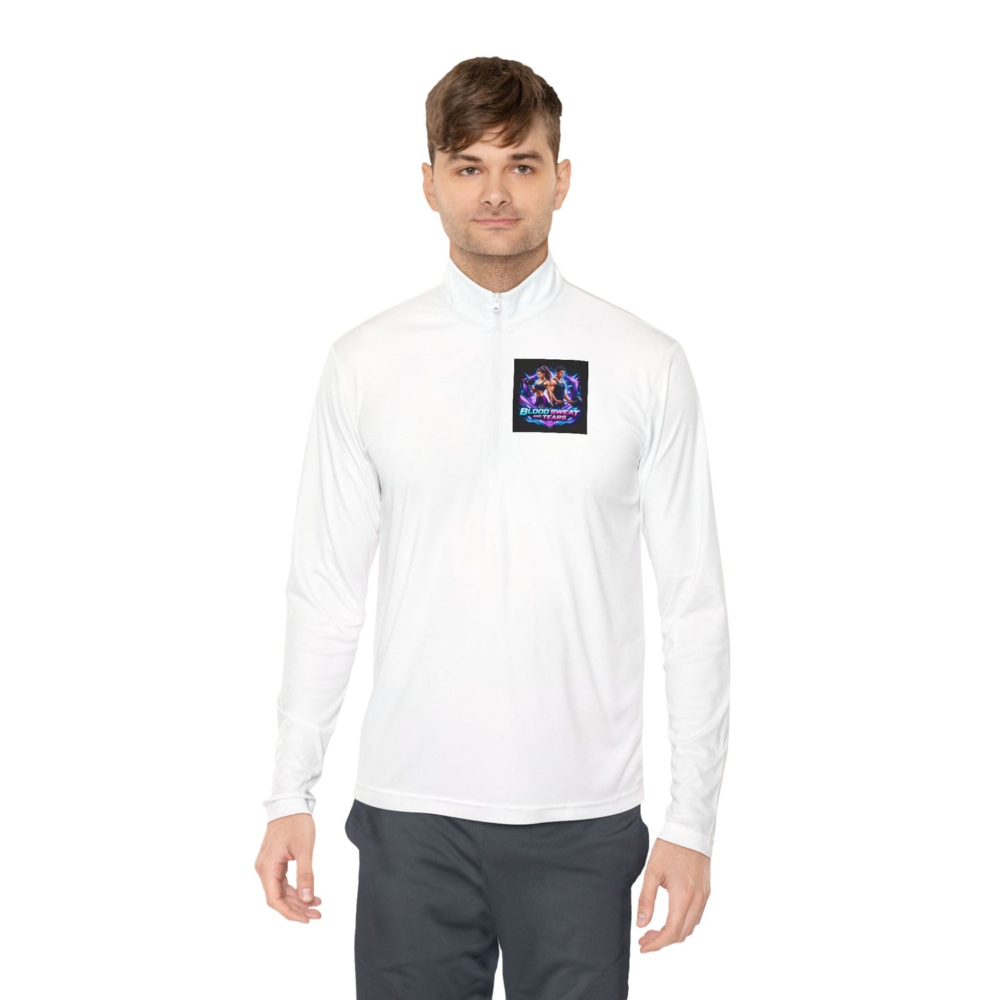 Quarter-Zip Pullover — Retro Neon Graphic with "Forever Fashion" Logo