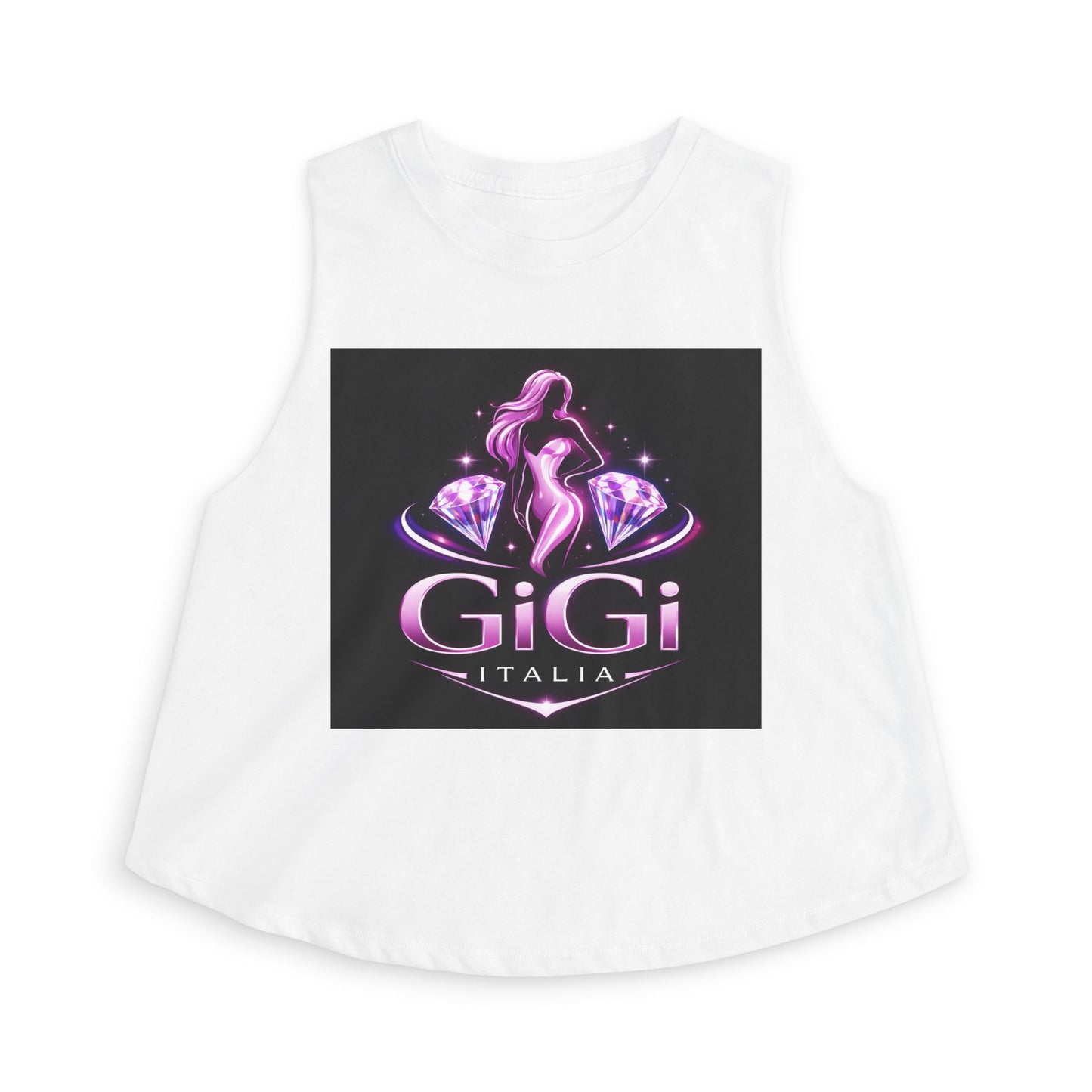 GiGi Italia Crop Top — Pink Glamour Silhouette Graphic