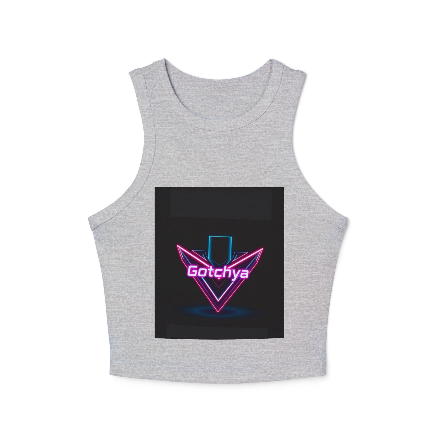 Gotchya Women's Micro Rib Racer Tank Top, Retro Crop Top, Festival Wear, Summer Essential, Workout Shirt, Graphic Tee