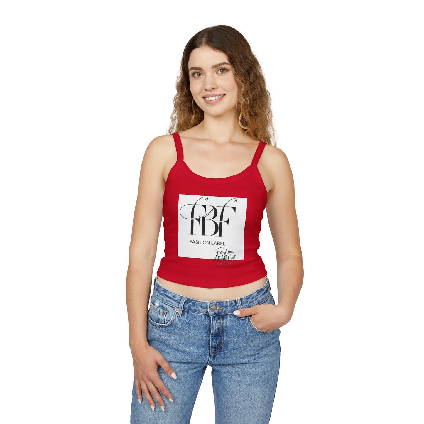 Chic Spaghetti Strap Tank Top - Fashion Label Graphic
