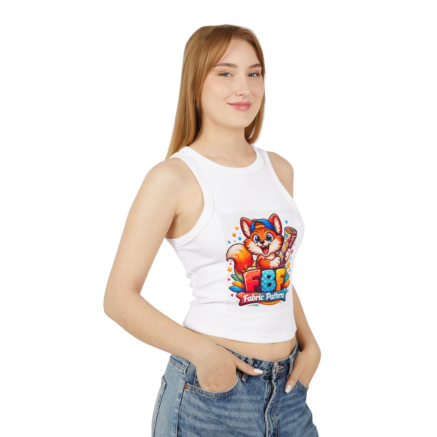 Fox Fabric Designer Tank — “Faith By Fall” Cute Cartoon Fox Racerback Tank Top