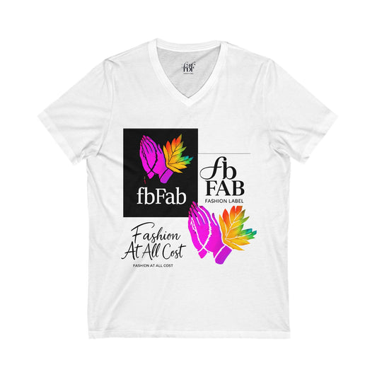 Colorful V-Neck Graphic Tee - Fashion At All Cost, Casual Wear, Summer Outfit, Eco-Friendly Gift, Unisex T-Shirt