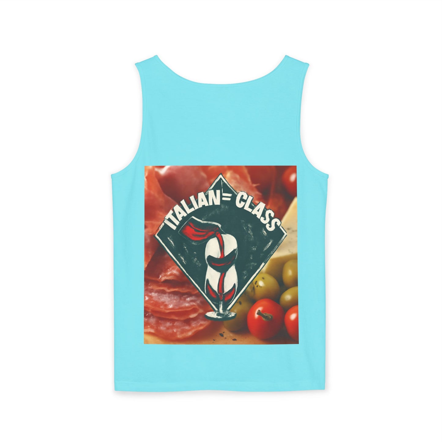 Italian Class Unisex Garment-Dyed Tank Top, Casual Summer Wear, Italian Heritage Gift, Foodie Apparel, Vacation Top