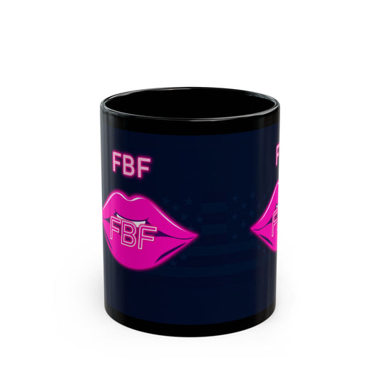 Neon Kiss Coffee Mug, FBF Lips Gift, Fun Black Mug, Sassy Mug for Friends, Custom Coffee Cup, Unique Birthday Gift