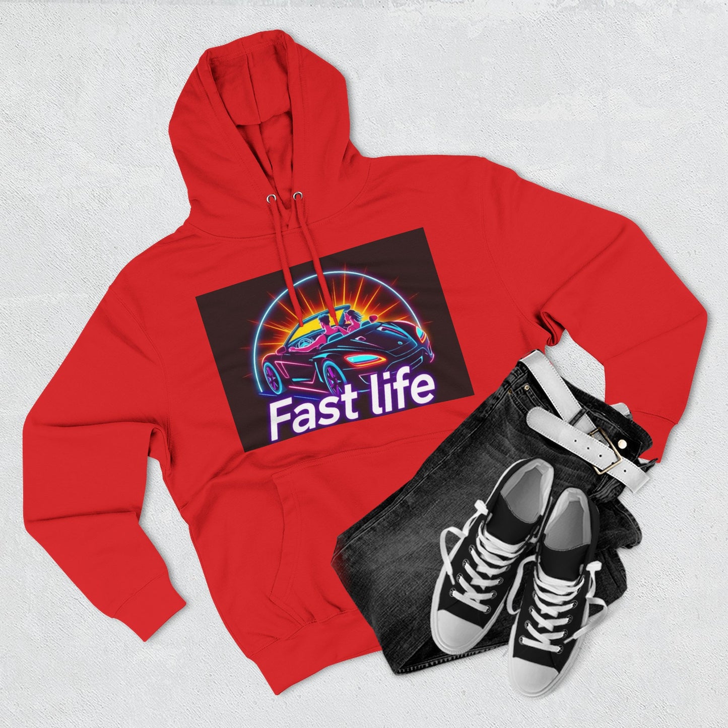 Fast Life Fleece Hoodie for Car Enthusiasts