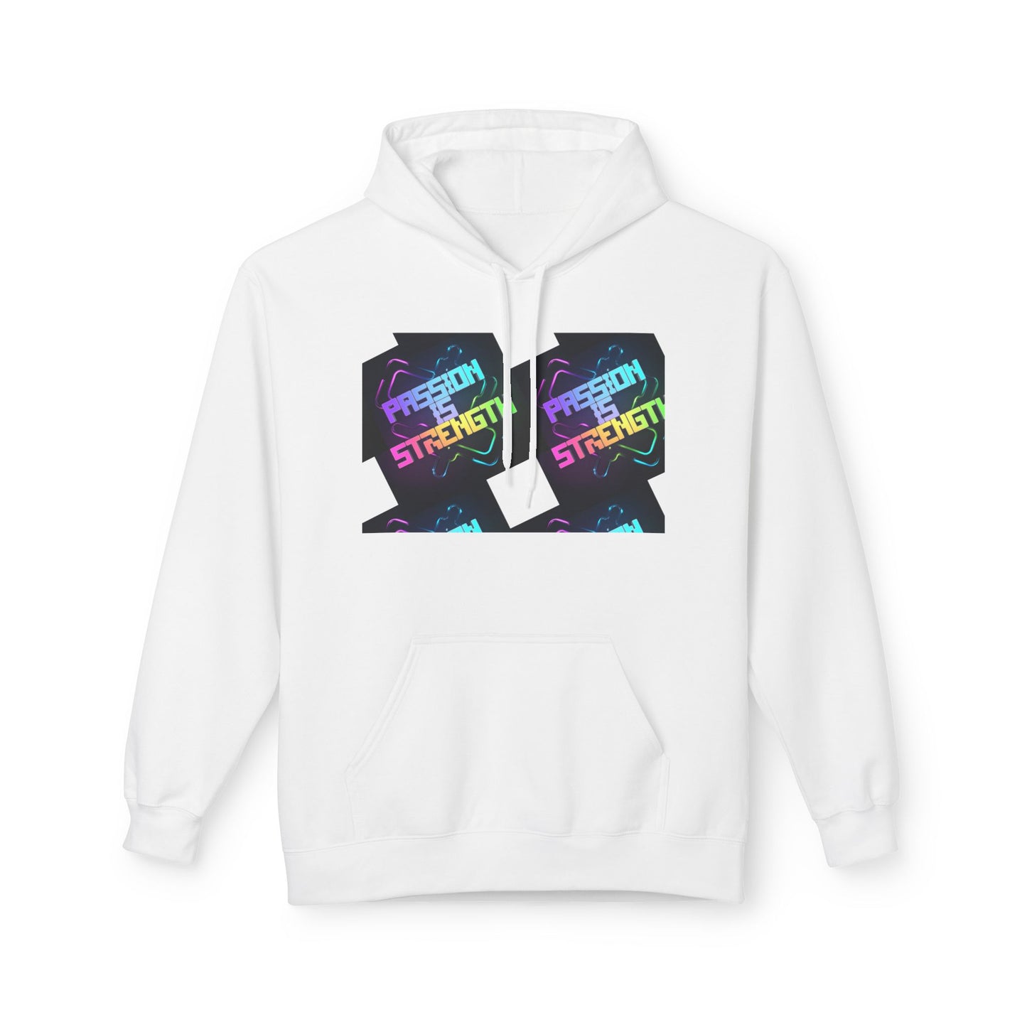 Passion is Strength Graphic Hoodie — Retro Rainbow Tombstone Design