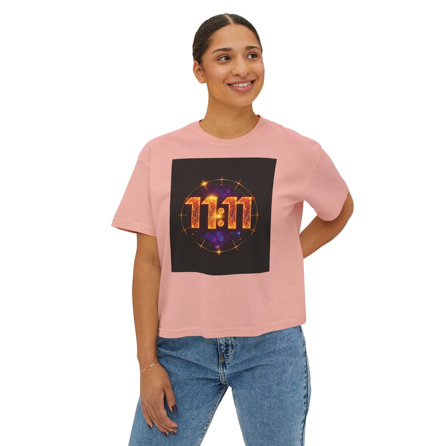 Cosmic 11:11 Women's Boxy Tee - Spiritual Vibes, Astrology Gift, Trendy Summer Tee, Comfortable Everyday Wear