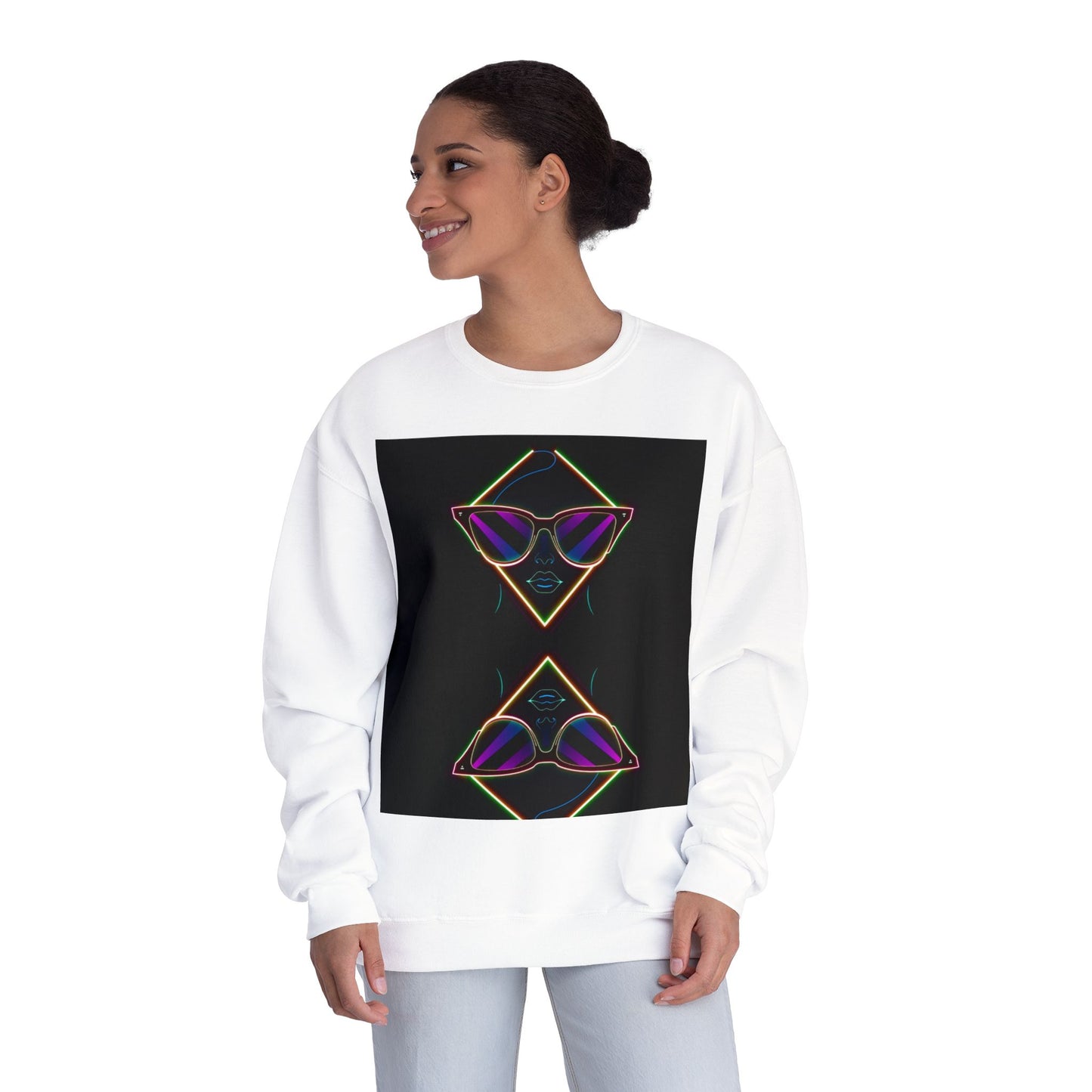 Retro Vibes Crewneck Sweatshirt with Sunglasses Design