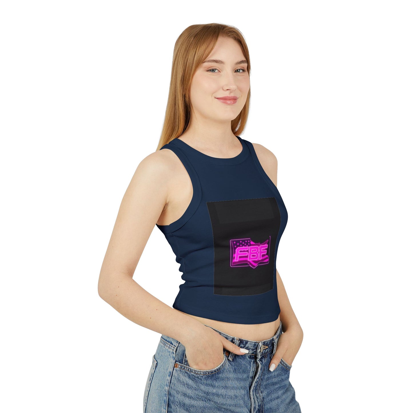 Patriotic Women's Micro Rib Racer Tank Top - Bold Graphic Tee, Summer Wear, 4th of July, Pride, Casual Outfit