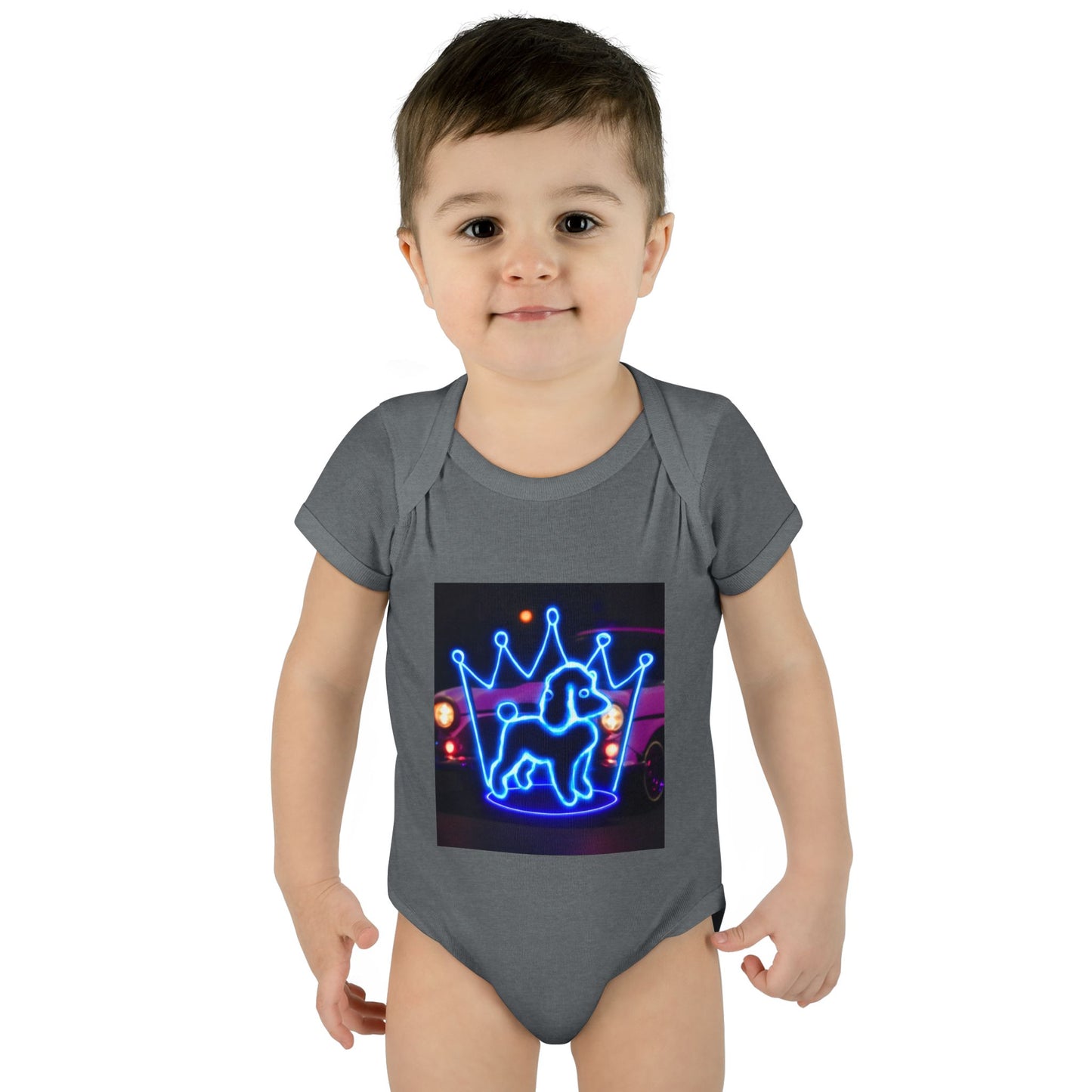 Neon Dog Crown Baby Bodysuit, Cute Infant Outfit, Baby Shower Gift, Newborn Clothes, Pet Lover Apparel, Birthday Gift for Baby