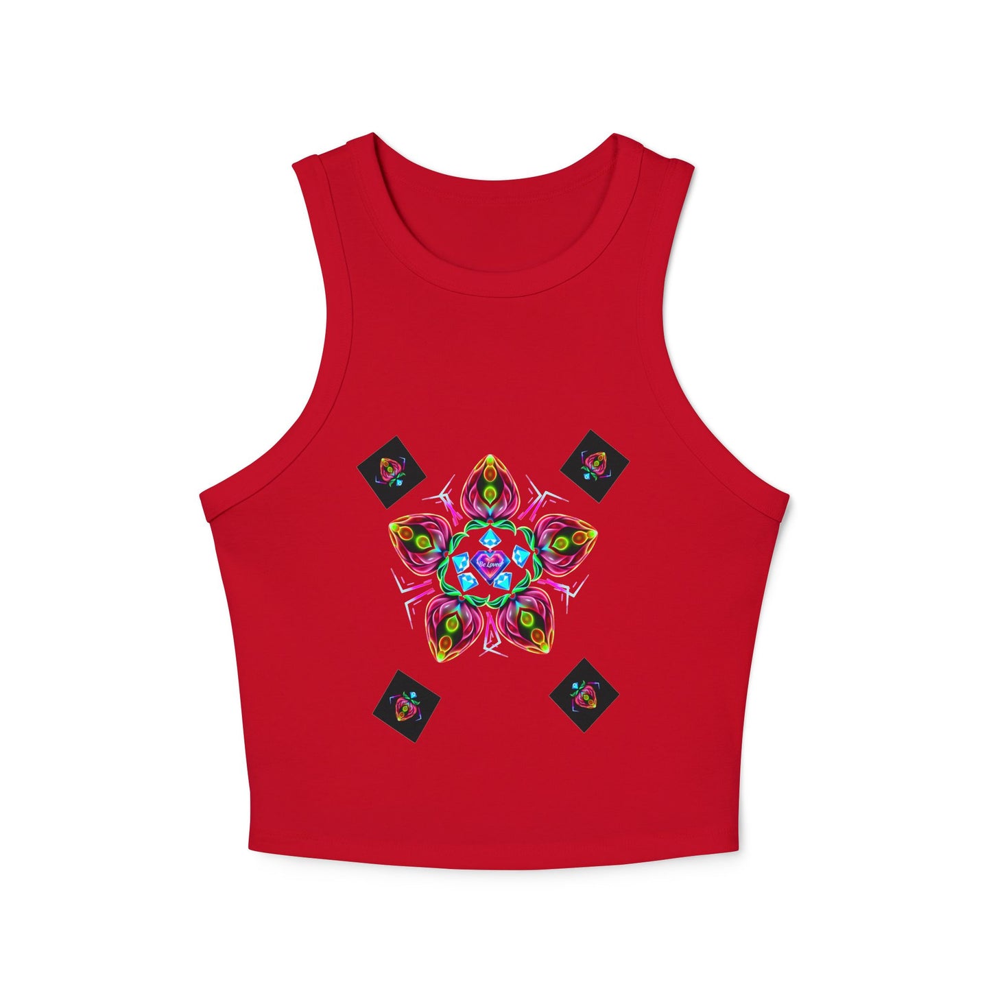 Colorful Graphic Racer Tank Top, Vibrant Summer Top, Festival Apparel, Boho Chic, Casual Wear, Perfect for Concerts, Gift Idea