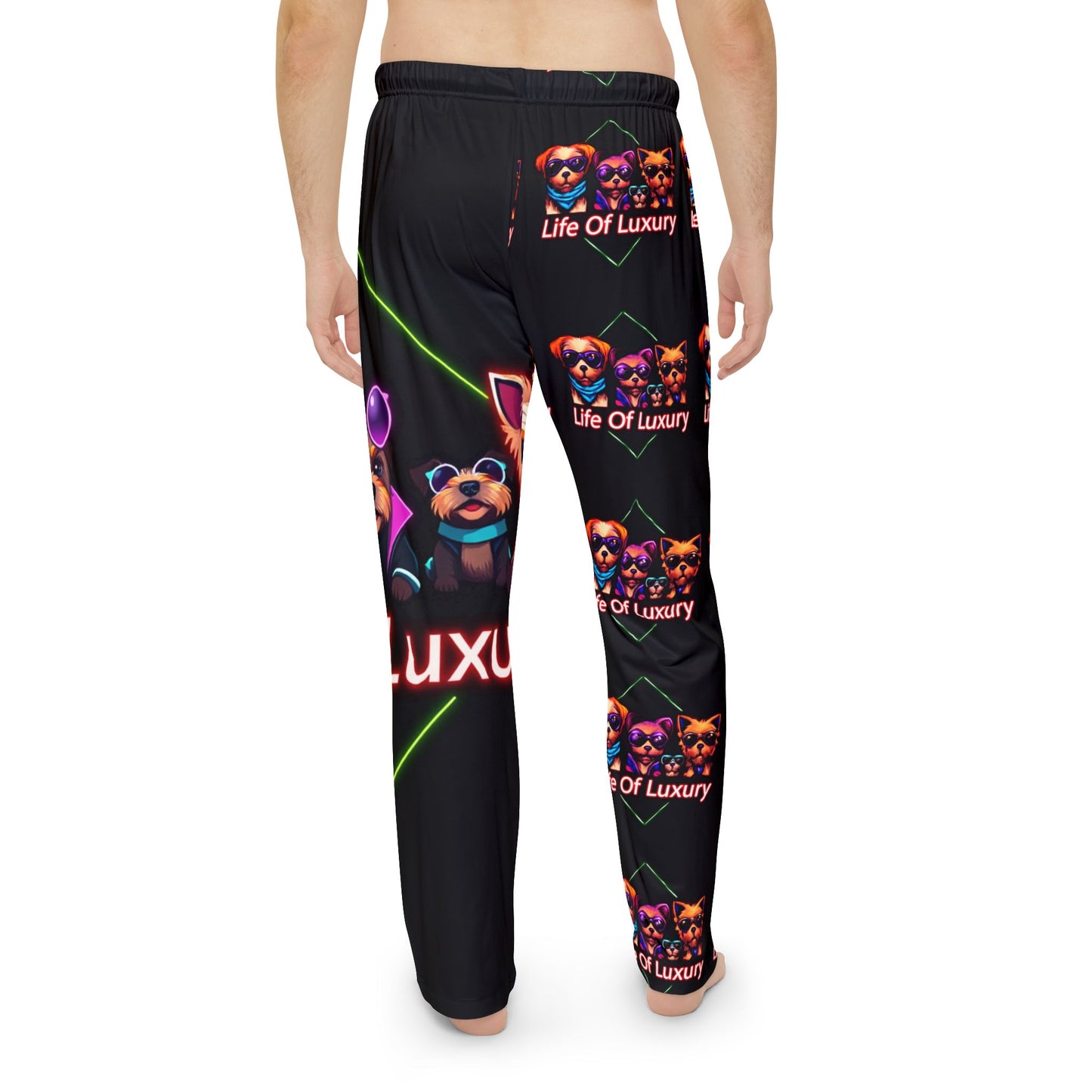 Luxury Pet-Themed Men's Pajama Pants, Cozy Lounge Wear, Dog Lover Gift, Relaxation Pants, Unique Sleepwear, Life of Luxury Design