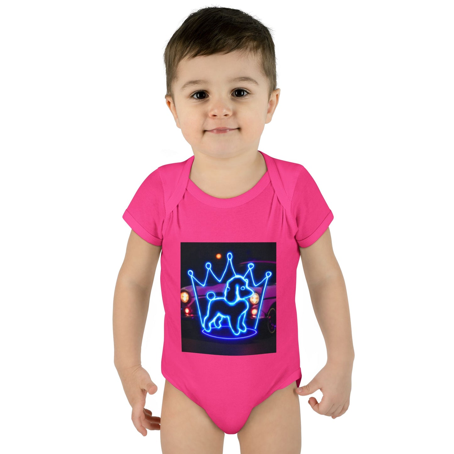 Neon Dog Crown Baby Bodysuit, Cute Infant Outfit, Baby Shower Gift, Newborn Clothes, Pet Lover Apparel, Birthday Gift for Baby