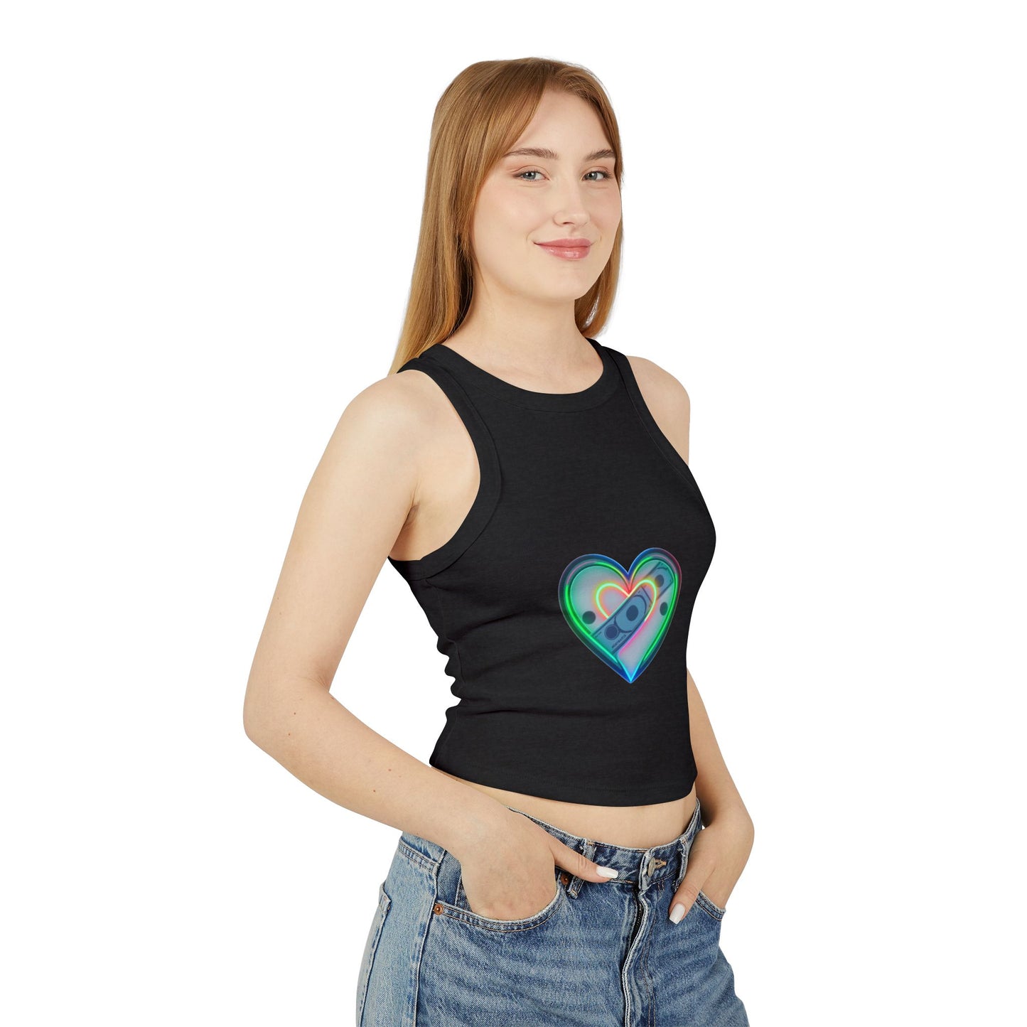 Colorful Heart & Motivational Racer Tank Top, Summer Top, Workout Gear, Fitness Apparel, Inspirational Gift, Casual Fashion