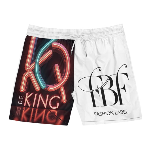 Neon 'King' Men's Mid-Length Swim Shorts - Stylish Beachwear for Summer Fun