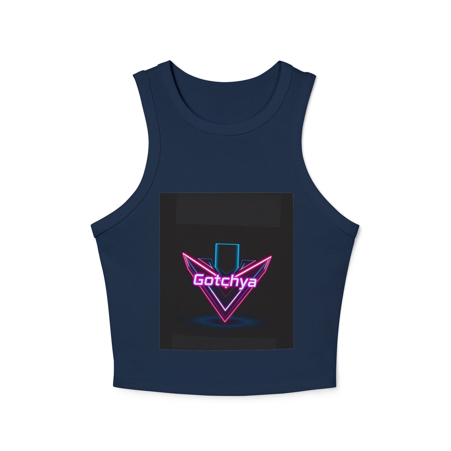 Gotchya Women's Micro Rib Racer Tank Top, Retro Crop Top, Festival Wear, Summer Essential, Workout Shirt, Graphic Tee