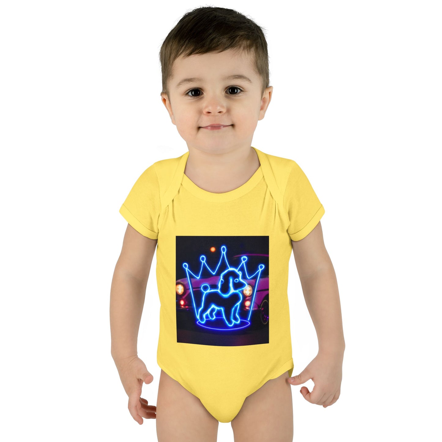Neon Dog Crown Baby Bodysuit, Cute Infant Outfit, Baby Shower Gift, Newborn Clothes, Pet Lover Apparel, Birthday Gift for Baby