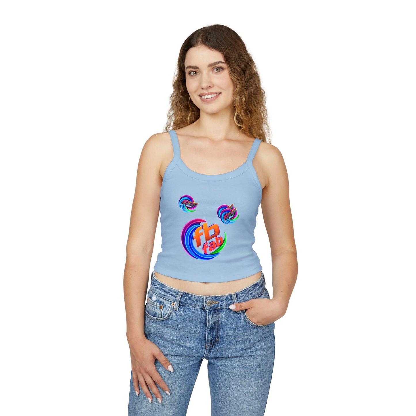 Women's Crop Tank Top — Colorful 'fb fab' Retro Swirl Graphic