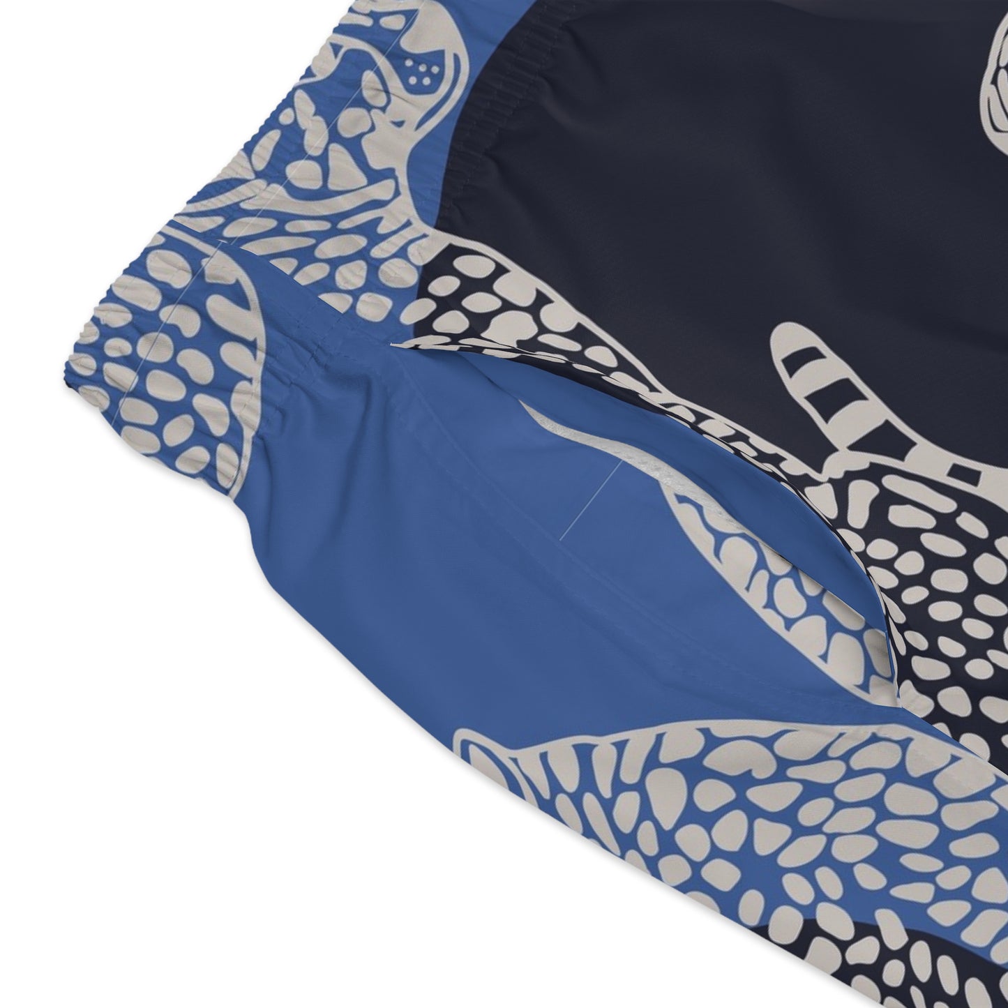 Men’s Black and Blue cheetah Swim Trunks (AOP)