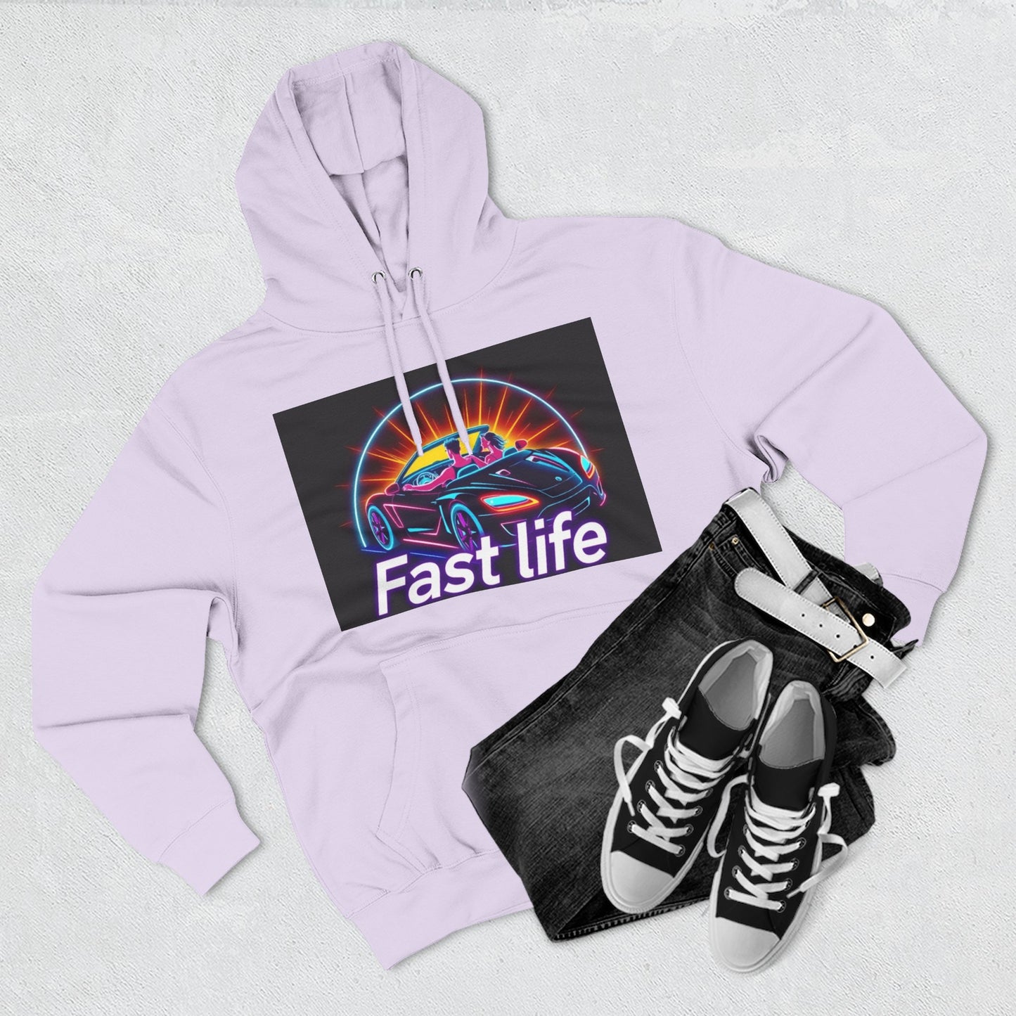 Fast Life Fleece Hoodie for Car Enthusiasts