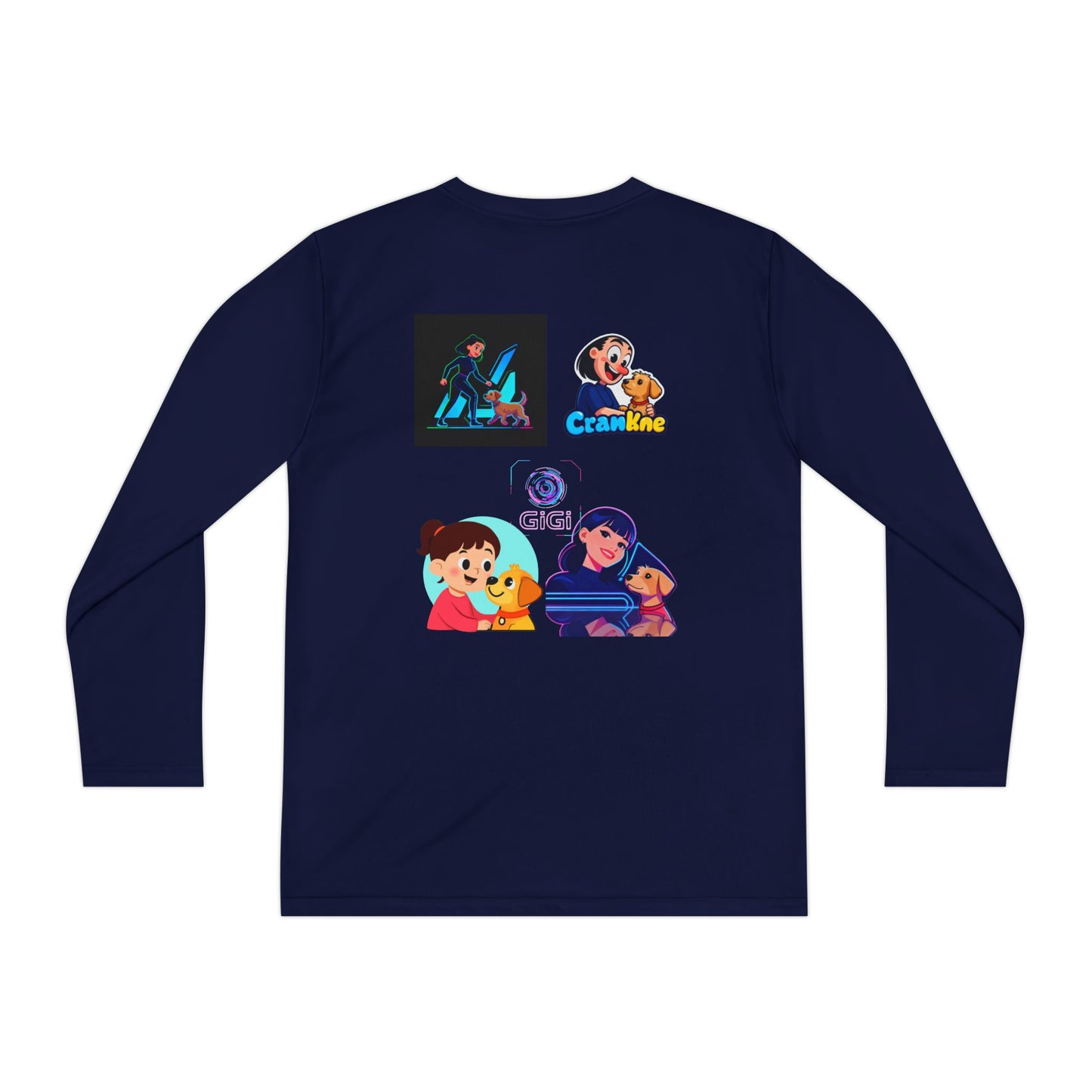 Youth Long Sleeve Tee — Girl Hugging Dog Graphic