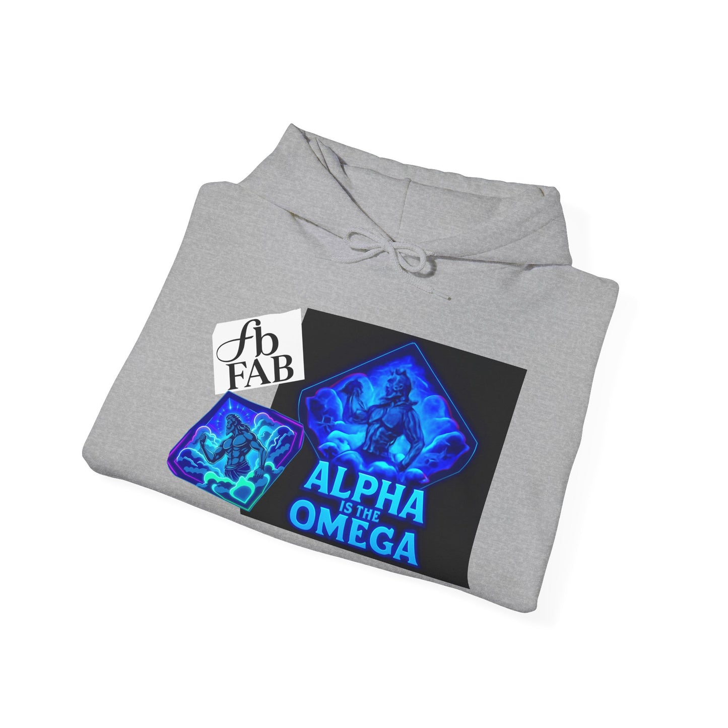 Alpha is the Omega Graphic Hoodie — Blue Retro Logo Pullover