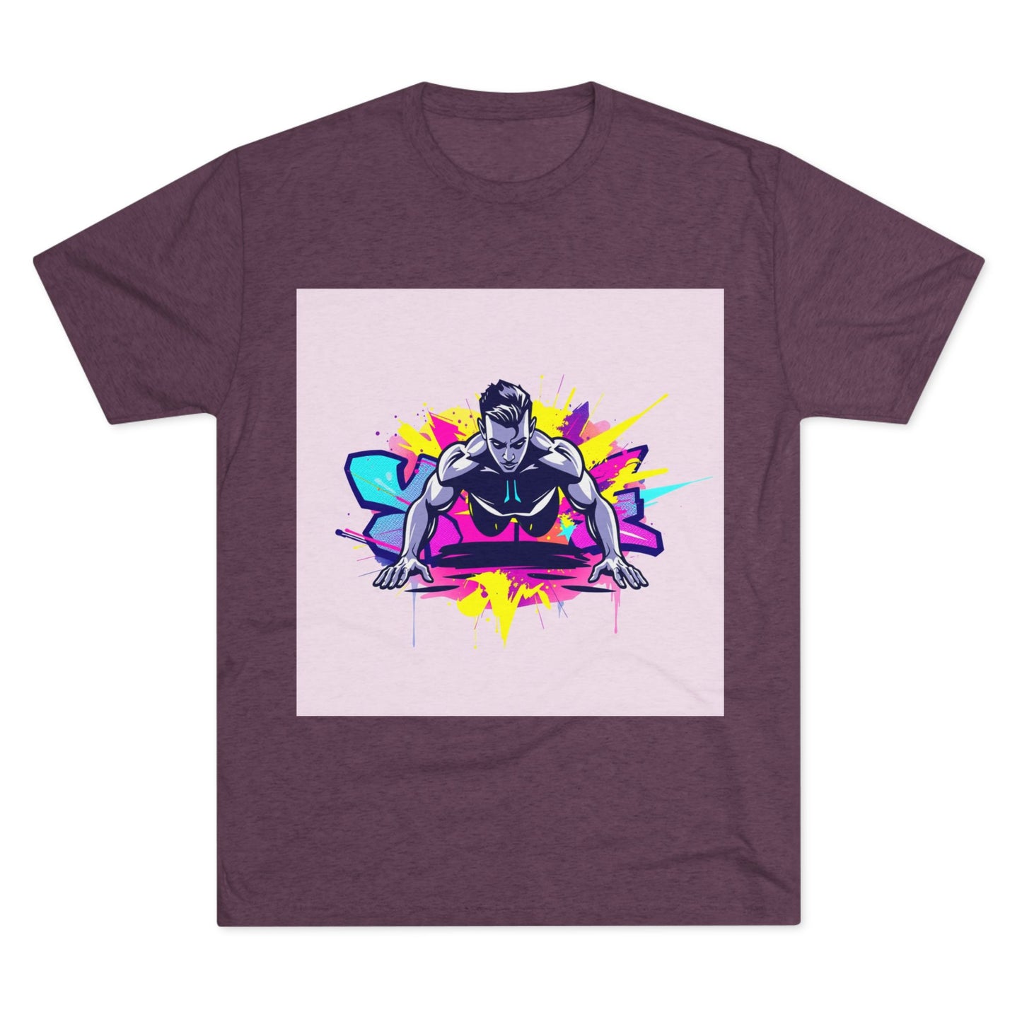 Fitness Motivation Tri-Blend Crew Tee - Vibrant Push-Up Design