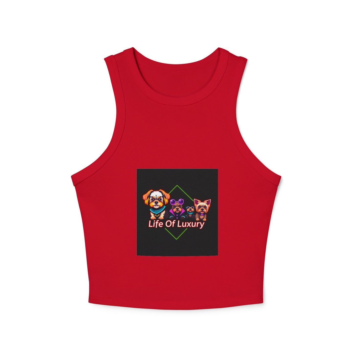 Life Of Luxury Dog-Themed Women's Micro Rib Racer Tank Top, Cute Pet Lover Apparel, Summer Fashion, Gift for Dog Moms, Casual Outfit