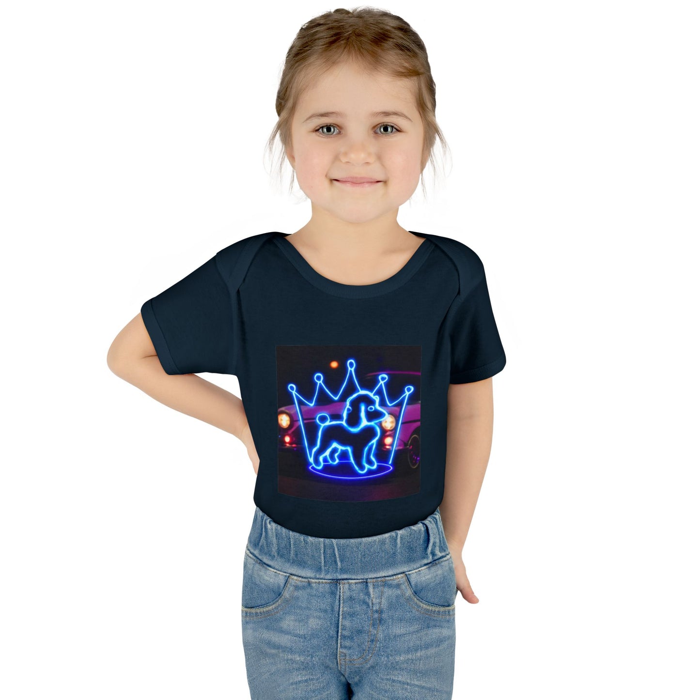 Neon Dog Crown Baby Bodysuit, Cute Infant Outfit, Baby Shower Gift, Newborn Clothes, Pet Lover Apparel, Birthday Gift for Baby