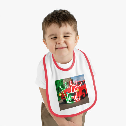 Cute Baby Bib with Neon Dog and Crown Design, Fun Baby Shower Gift, Festive Feeding Bib, Adorable Toddler Accessory, Baby Feeding Essentials