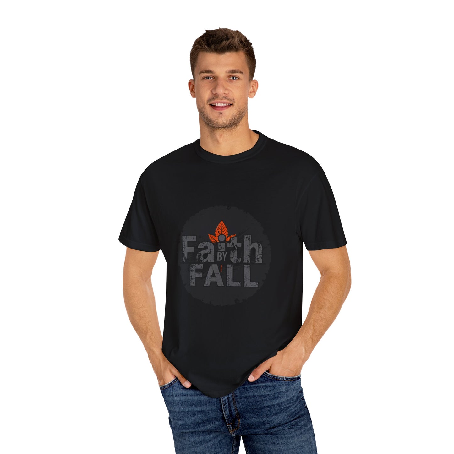 Faith by Fall Unisex Garment-Dyed T-Shirt, Cozy Casual Wear, Autumn Style Top, Inspirational Tee, Fall Fashion, Gift for Him/Her