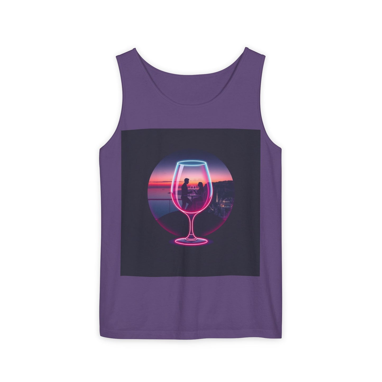 Sunset Vibes Tank Top, Casual Summer Wear, Beach Apparel, Wine Lover Gift, Travel Fashion