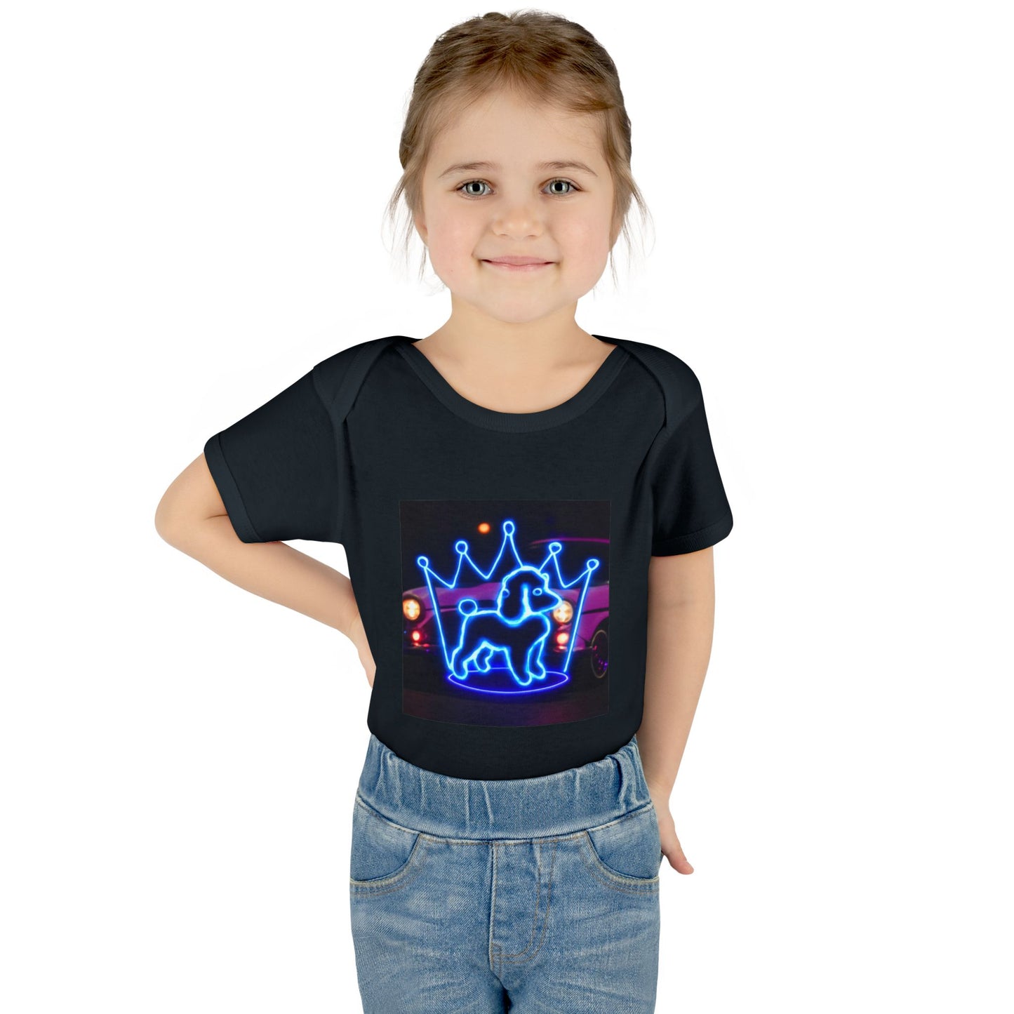 Neon Dog Crown Baby Bodysuit, Cute Infant Outfit, Baby Shower Gift, Newborn Clothes, Pet Lover Apparel, Birthday Gift for Baby