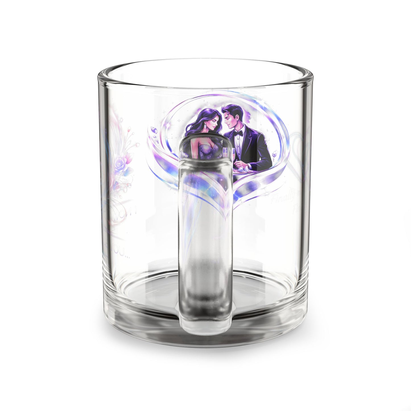 Romantic Couple Heart Glass Mug — 10oz Wedding & Anniversary Coffee Cup