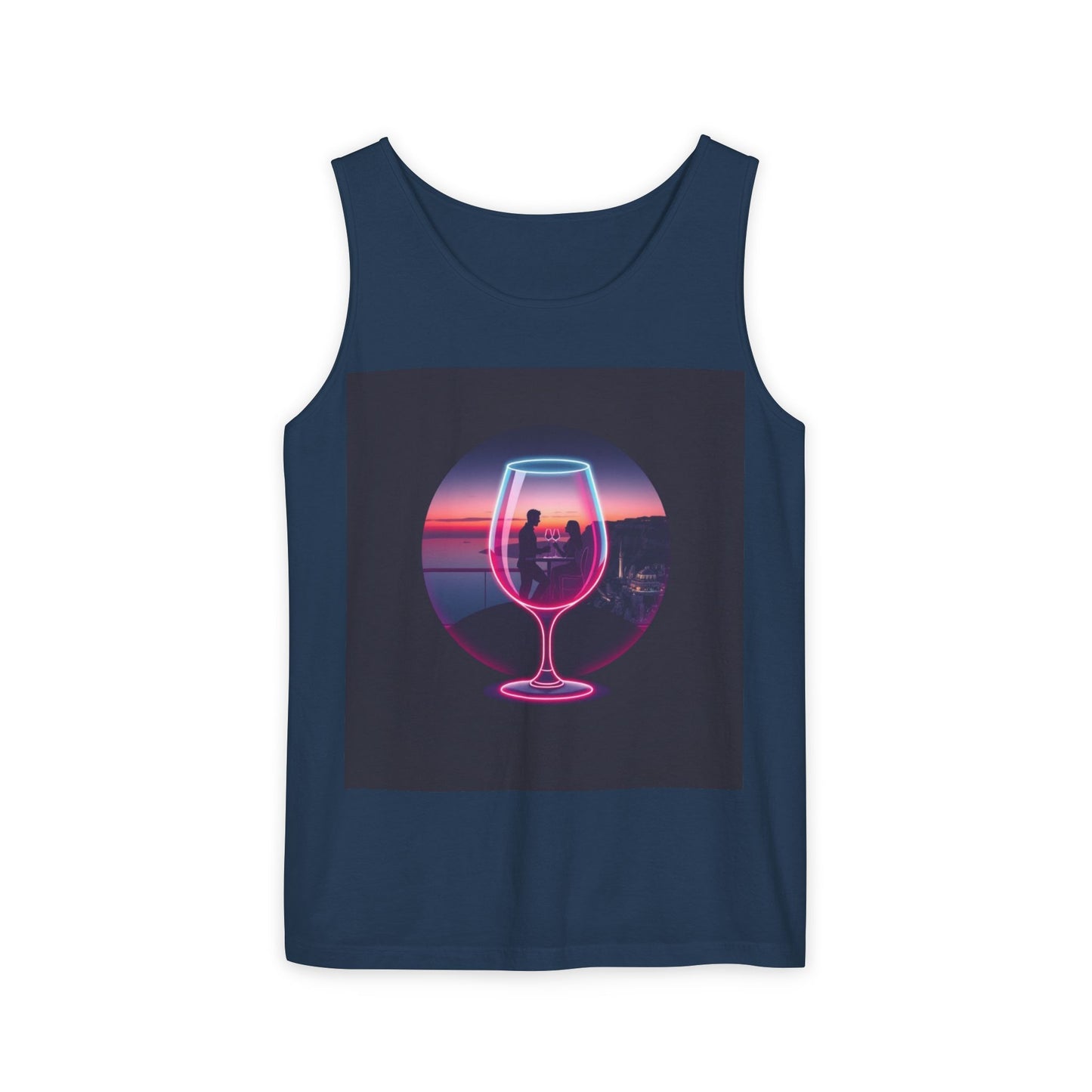 Sunset Vibes Tank Top, Casual Summer Wear, Beach Apparel, Wine Lover Gift, Travel Fashion
