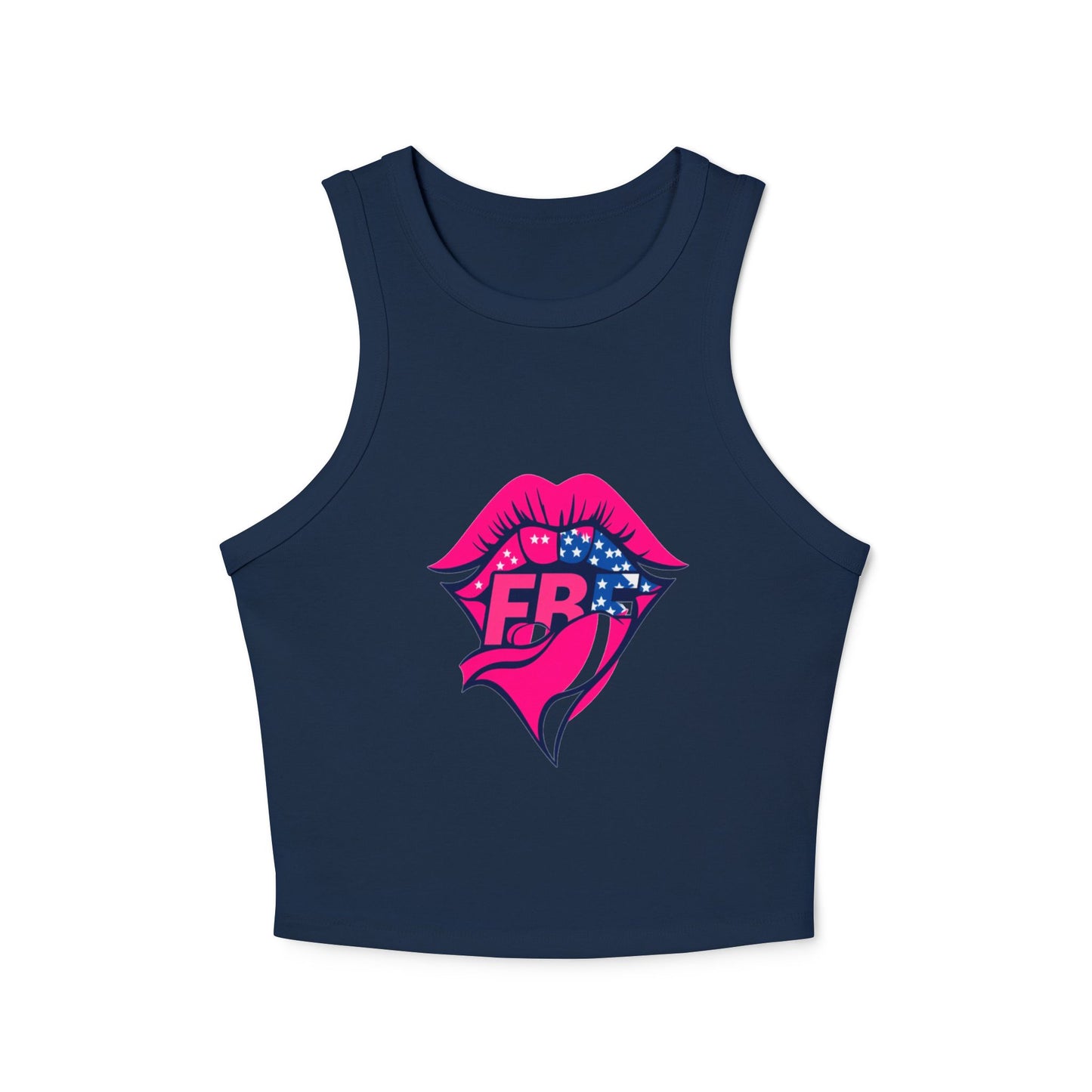 Trendy Women's Ribbed Racer Tank Top, Casual Summer Top, Graphic Crop Tank, Festival Wear, Cute Workout Shirt