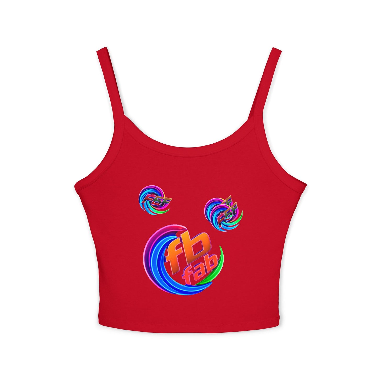 Women's Crop Tank Top — Colorful 'fb fab' Retro Swirl Graphic